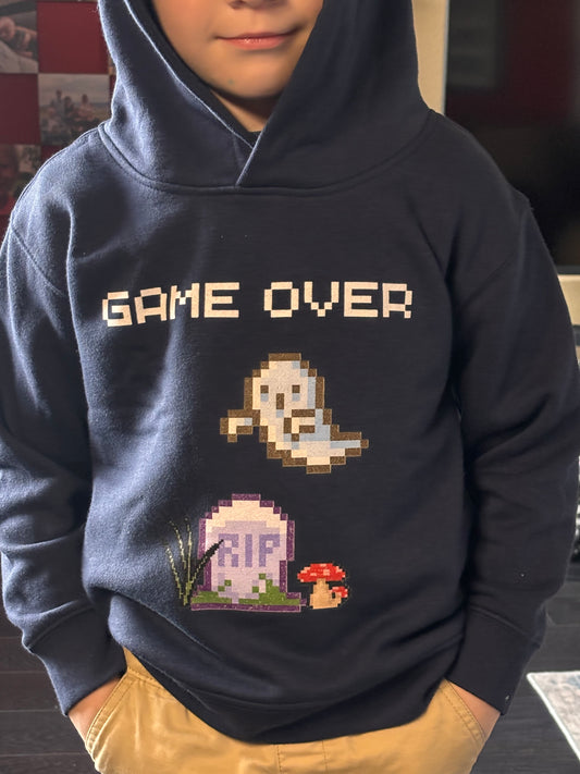 Game Over Pixel Ghost Kid's Hoodie