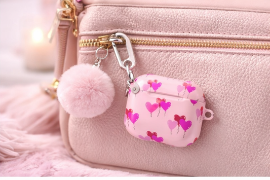 Pink Heart Balloon AirPods Case-Cute Protective Cover