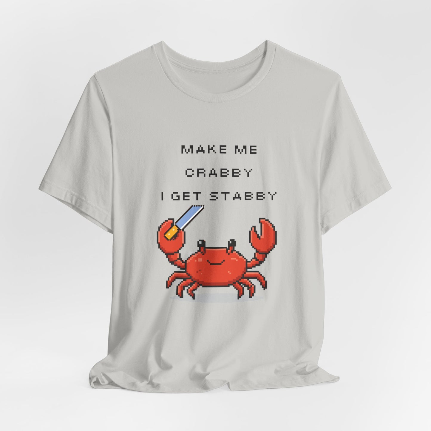Make Me Crabby I Get Stabby crab graphic T-Shirt | Cute Pixel Crab tee