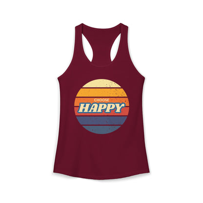 Women's Ideal Racerback Tank/Choose Happy