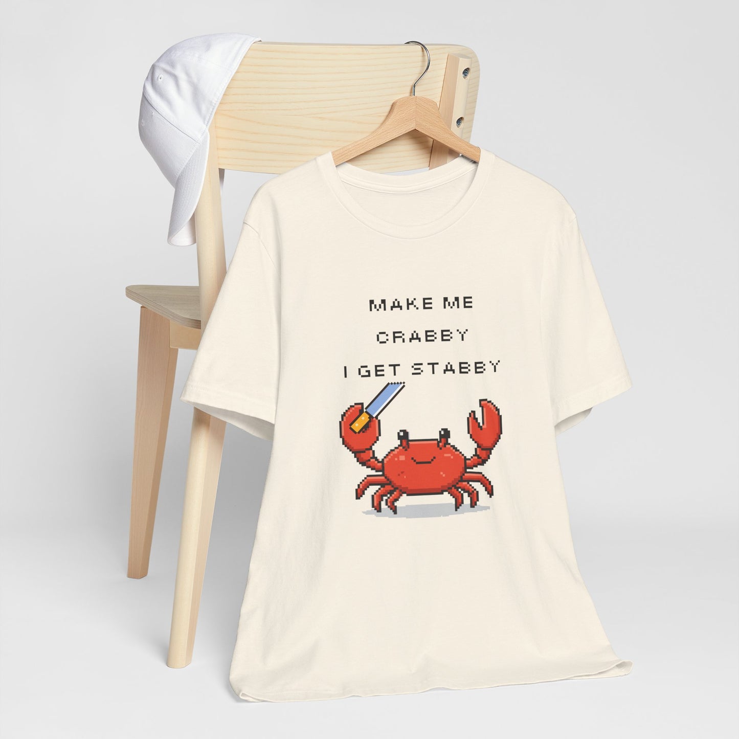 Make Me Crabby I Get Stabby crab graphic T-Shirt | Cute Pixel Crab tee