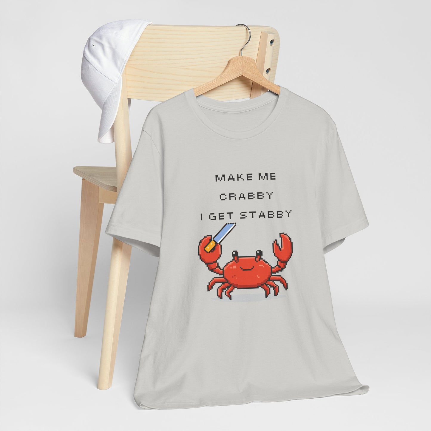 Make Me Crabby I Get Stabby crab graphic T-Shirt | Cute Pixel Crab tee
