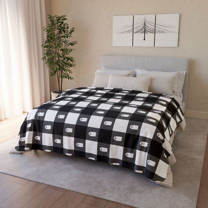 👻 Ghost Buffalo Plaid Fleece Sherpa Blanket — Cozy Ghost Plaid 👻