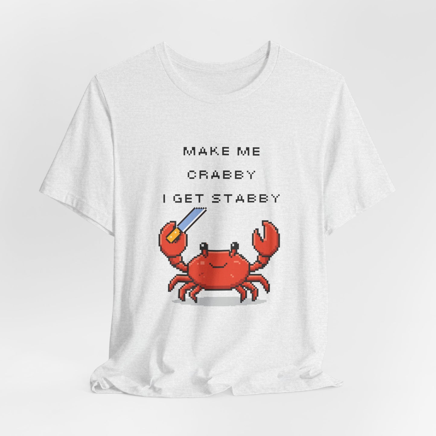 Make Me Crabby I Get Stabby crab graphic T-Shirt | Cute Pixel Crab tee