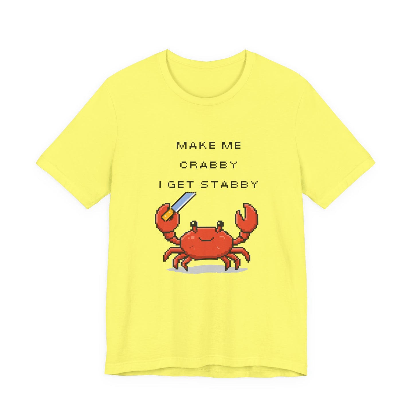 Make Me Crabby I Get Stabby crab graphic T-Shirt | Cute Pixel Crab tee
