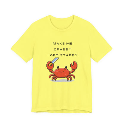 Make Me Crabby I Get Stabby crab graphic T-Shirt | Cute Pixel Crab tee