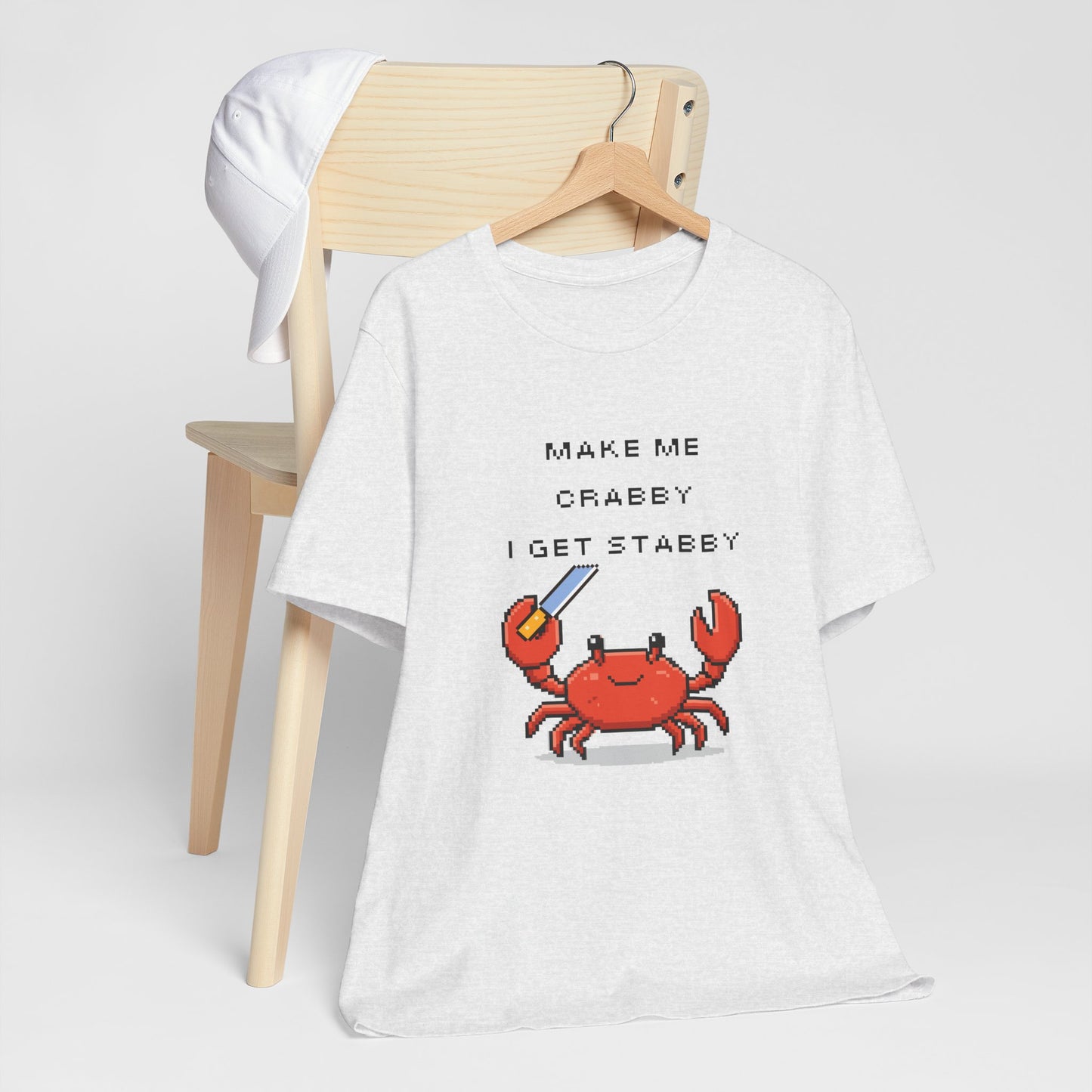 Make Me Crabby I Get Stabby crab graphic T-Shirt | Cute Pixel Crab tee