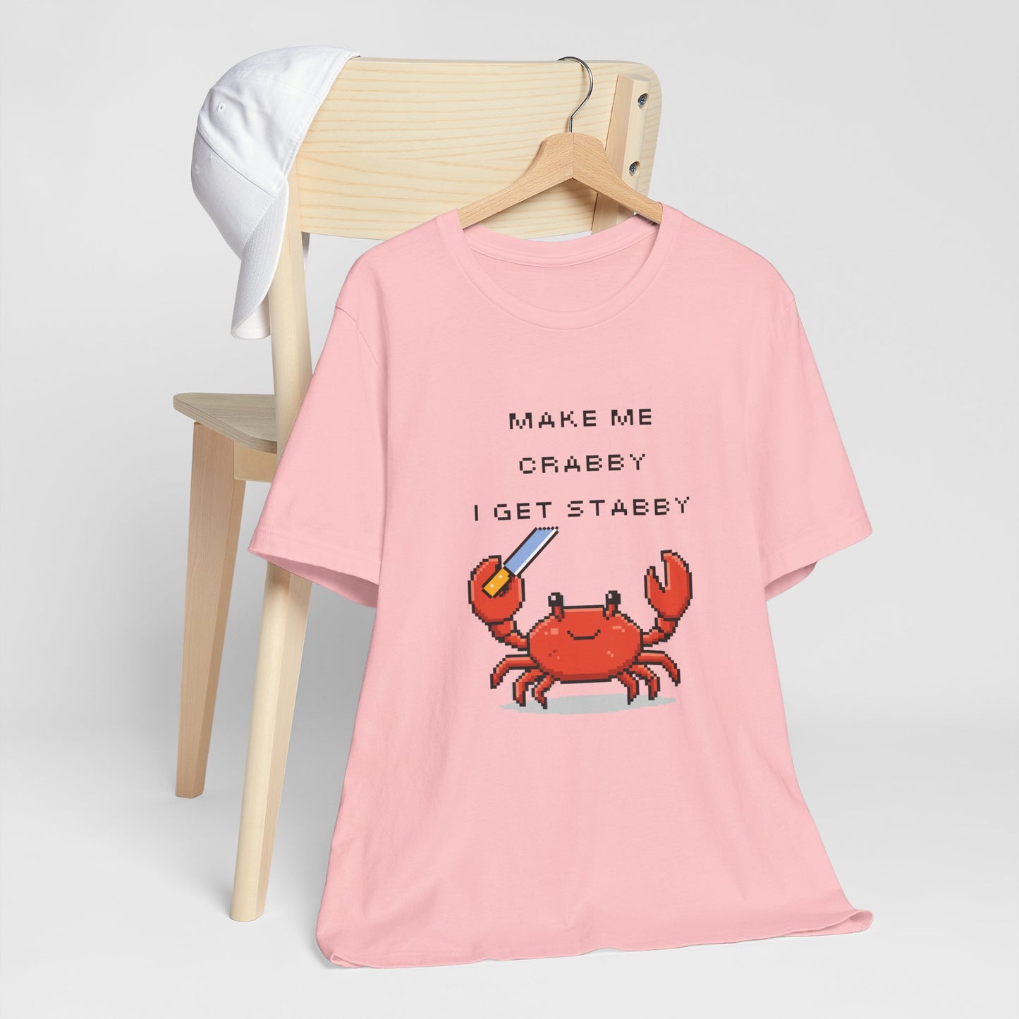 Make Me Crabby I Get Stabby crab graphic T-Shirt | Cute Pixel Crab tee