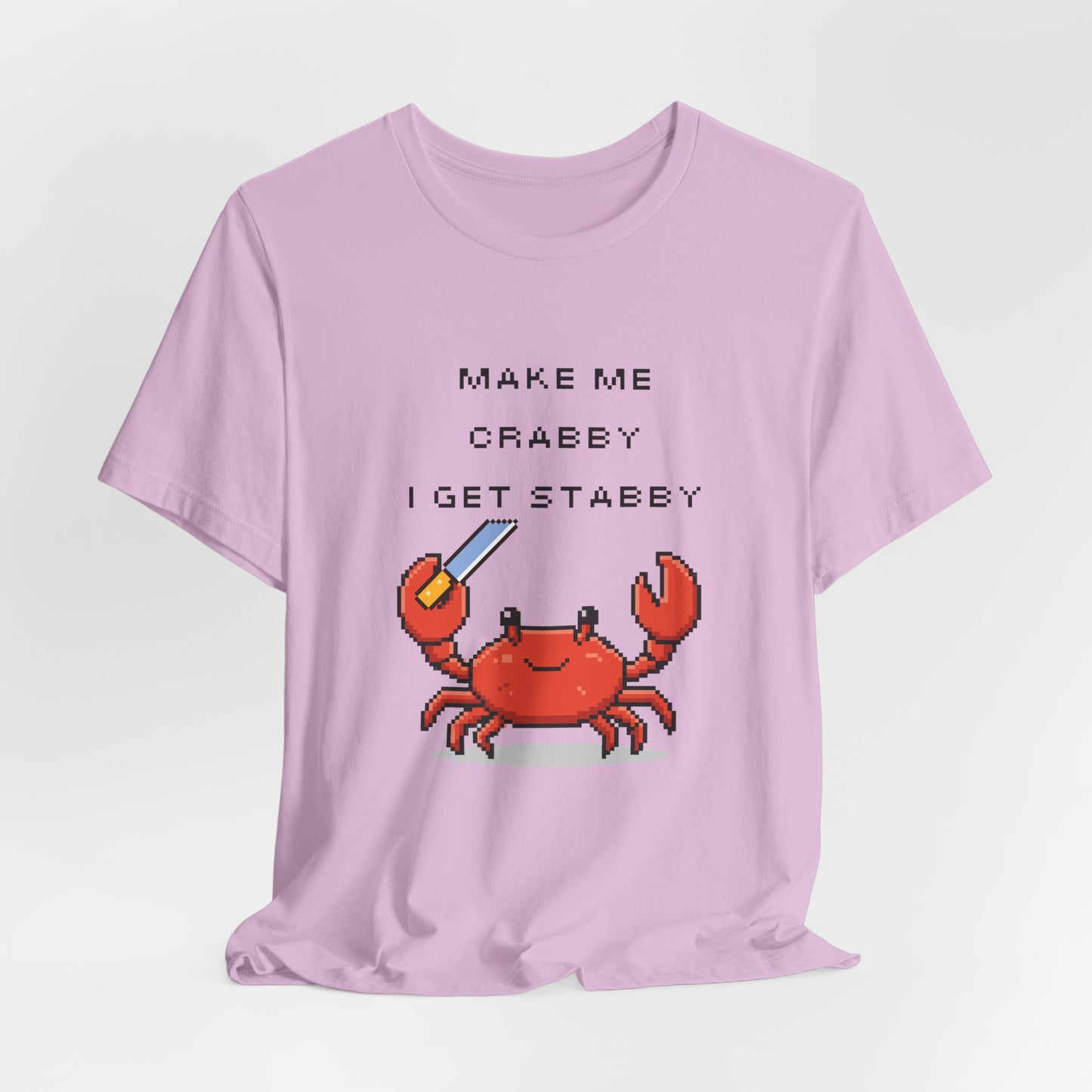 Make Me Crabby I Get Stabby crab graphic T-Shirt | Cute Pixel Crab tee