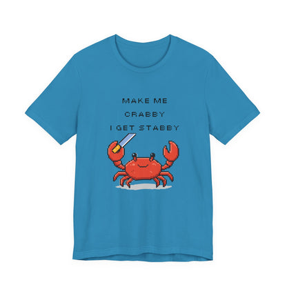 Make Me Crabby I Get Stabby crab graphic T-Shirt | Cute Pixel Crab tee