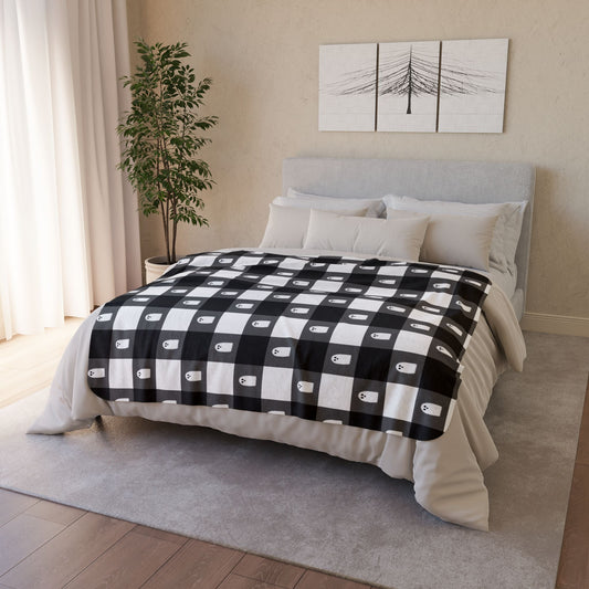 👻 Ghost Buffalo Plaid Fleece Sherpa Blanket — Cozy Ghost Plaid 👻