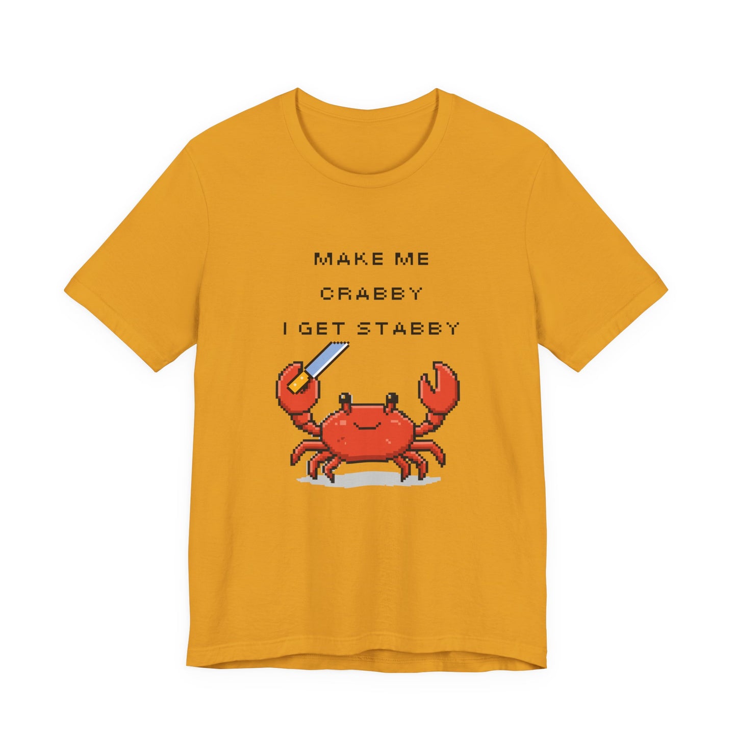 Make Me Crabby I Get Stabby crab graphic T-Shirt | Cute Pixel Crab tee