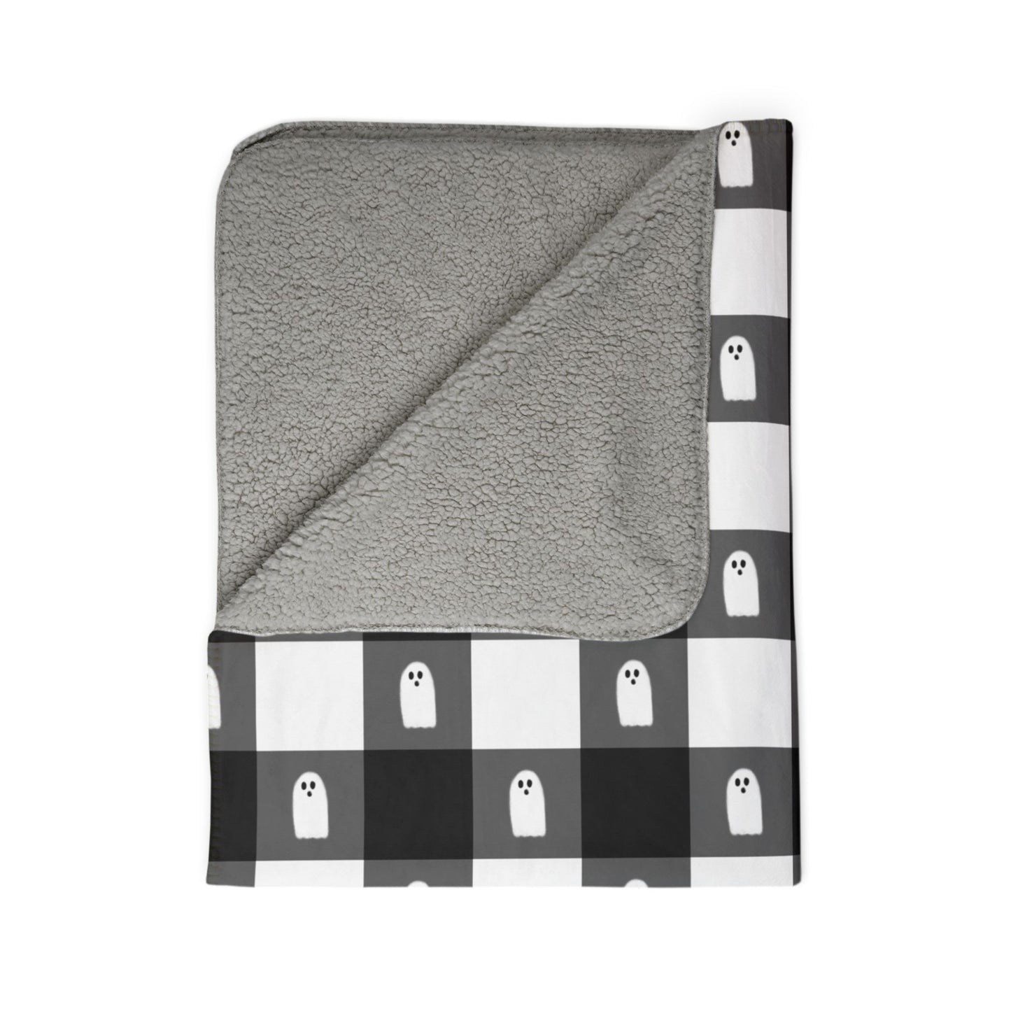 👻 Ghost Buffalo Plaid Fleece Sherpa Blanket — Cozy Ghost Plaid 👻