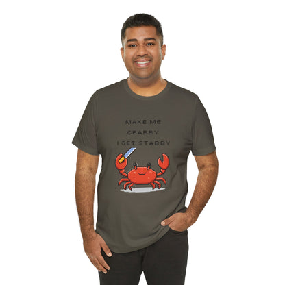 Make Me Crabby I Get Stabby crab graphic T-Shirt | Cute Pixel Crab tee