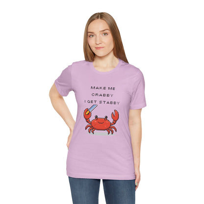 Make Me Crabby I Get Stabby crab graphic T-Shirt | Cute Pixel Crab tee