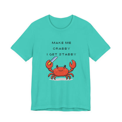 Make Me Crabby I Get Stabby crab graphic T-Shirt | Cute Pixel Crab tee