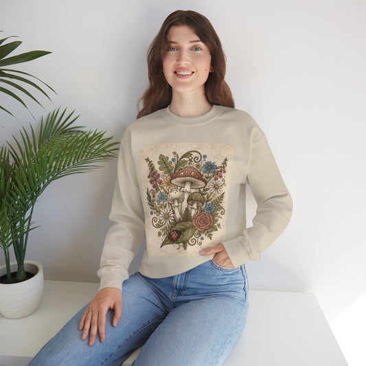 🌿🍄✨  Cottagecore Mushroom Crewneck | Whimsical Forest Sweatshirt ✨🍄🌿