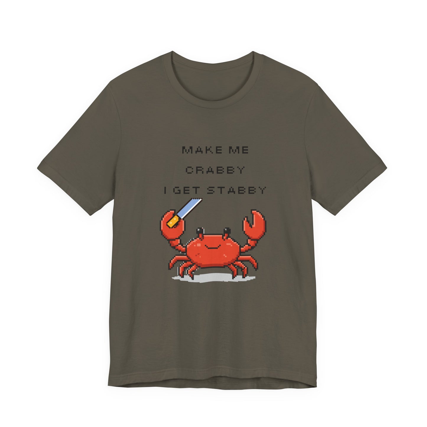 Make Me Crabby I Get Stabby crab graphic T-Shirt | Cute Pixel Crab tee