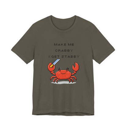 Make Me Crabby I Get Stabby crab graphic T-Shirt | Cute Pixel Crab tee