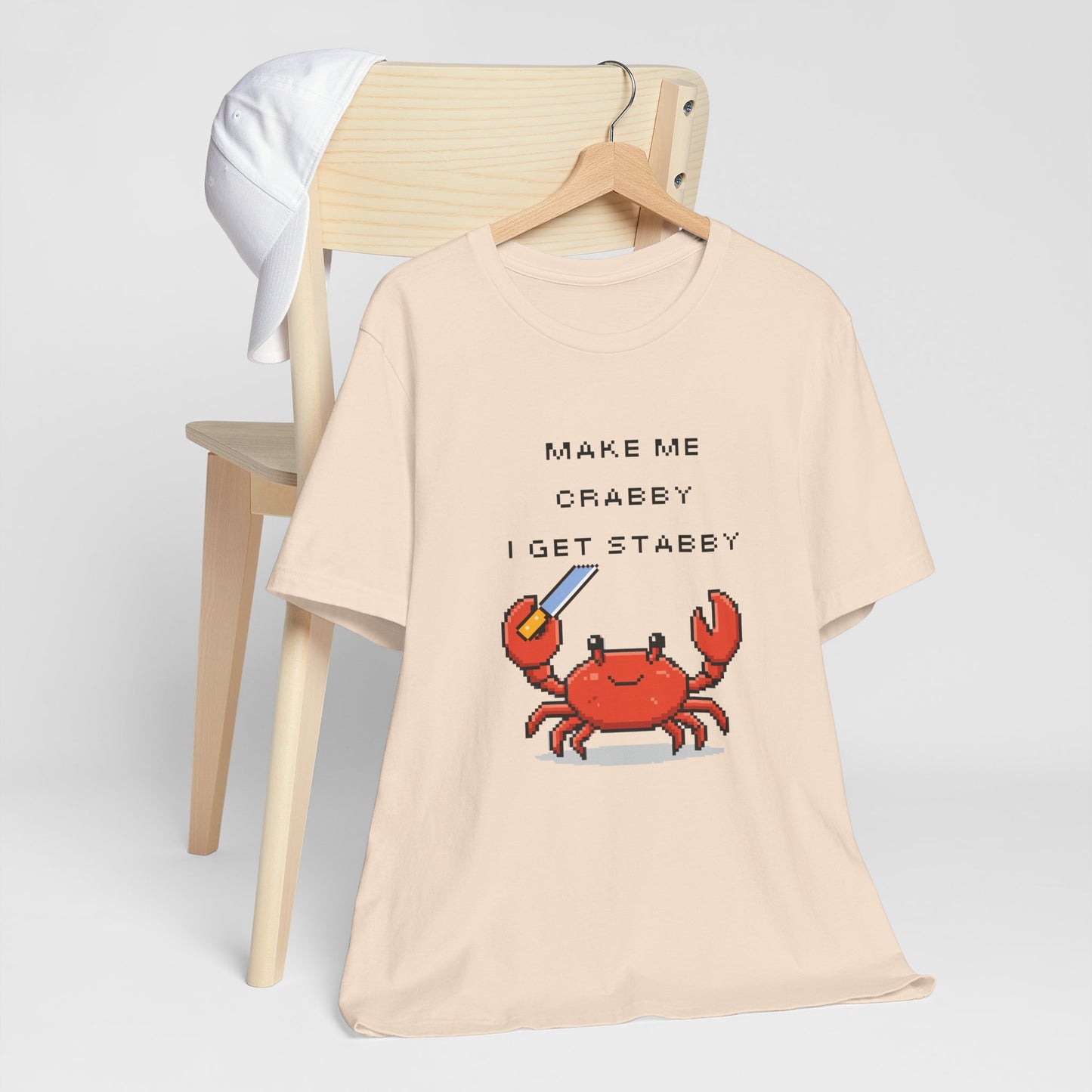 Make Me Crabby I Get Stabby crab graphic T-Shirt | Cute Pixel Crab tee