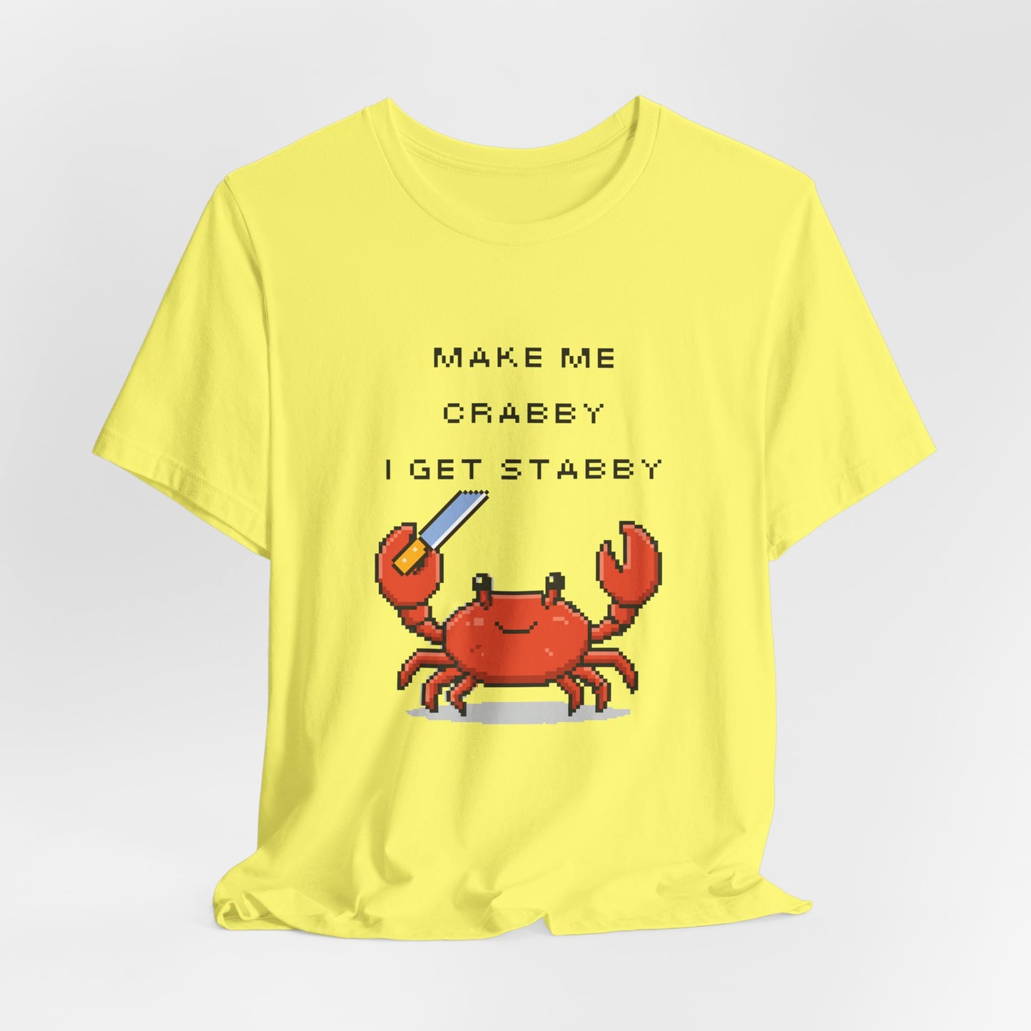Make Me Crabby I Get Stabby crab graphic T-Shirt | Cute Pixel Crab tee
