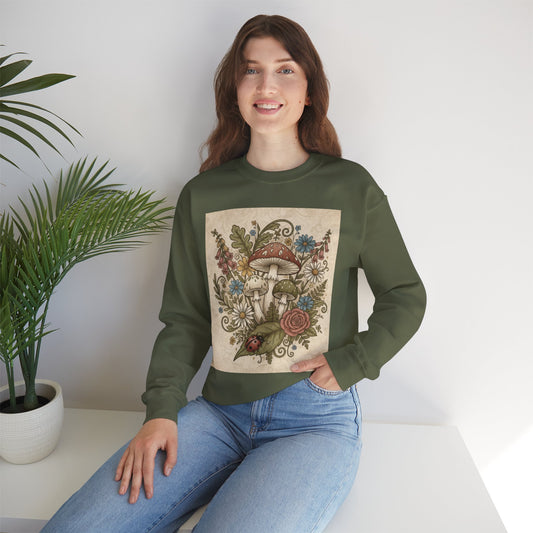 🌿🍄✨  Cottagecore Mushroom Crewneck | Whimsical Forest Sweatshirt ✨🍄🌿