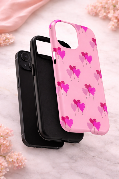 Pink Heart Balloon iPhone Case— Cute MagSafe Protective Phone Cover