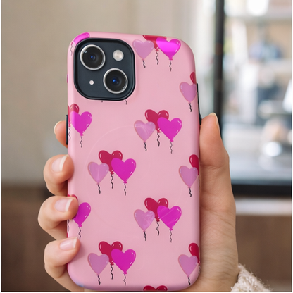 Pink Heart Balloon iPhone Case— Cute MagSafe Protective Phone Cover