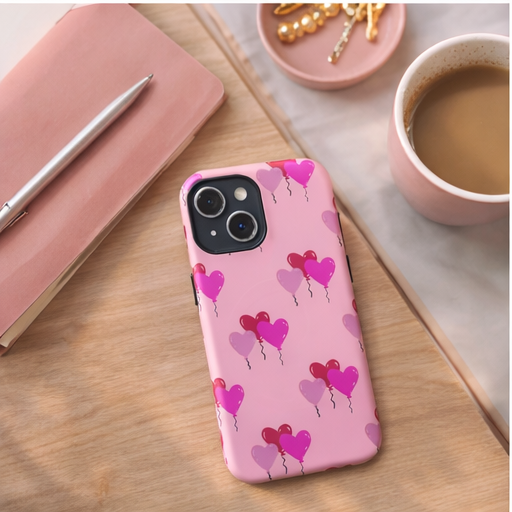 Pink Heart Balloon iPhone Case— Cute MagSafe Protective Phone Cover