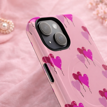 Pink Heart Balloon iPhone Case— Cute MagSafe Protective Phone Cover
