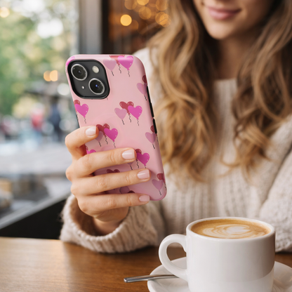 Pink Heart Balloon iPhone Case— Cute MagSafe Protective Phone Cover