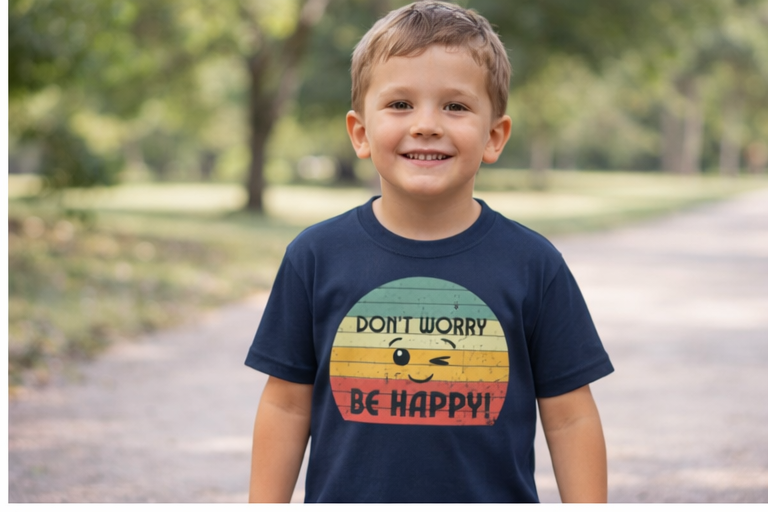 Kid's Retro Smiley Tee-"Don't Worry Be Happy"