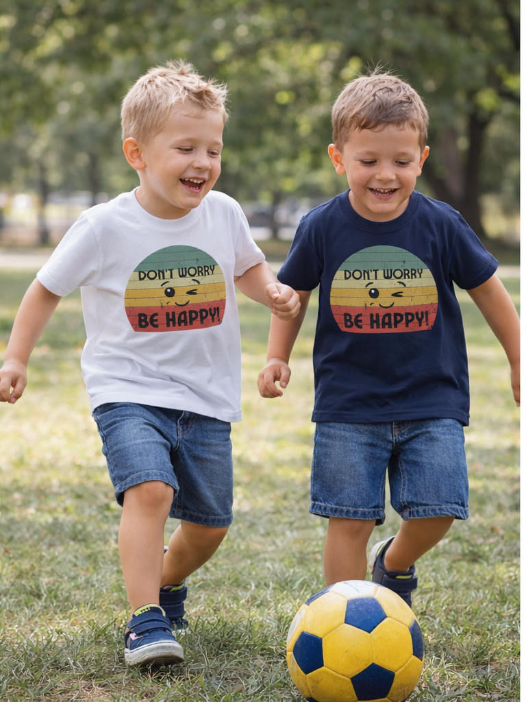 Kid's Retro Smiley Tee-"Don't Worry Be Happy"