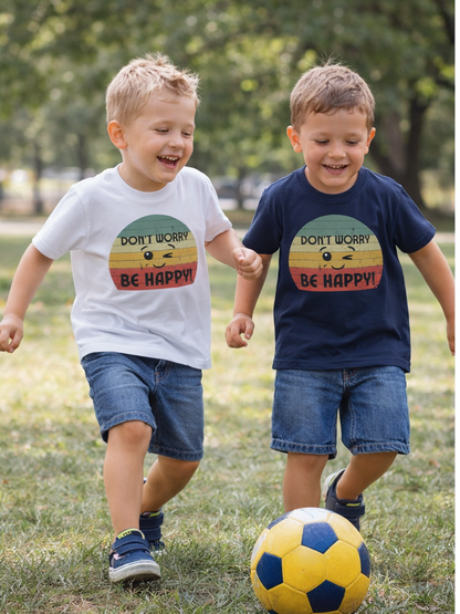 Kid's Retro Smiley Tee-"Don't Worry Be Happy"