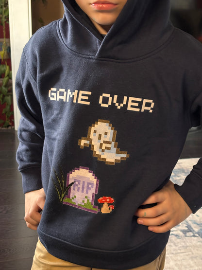 Game Over Pixel Ghost Kid's Hoodie