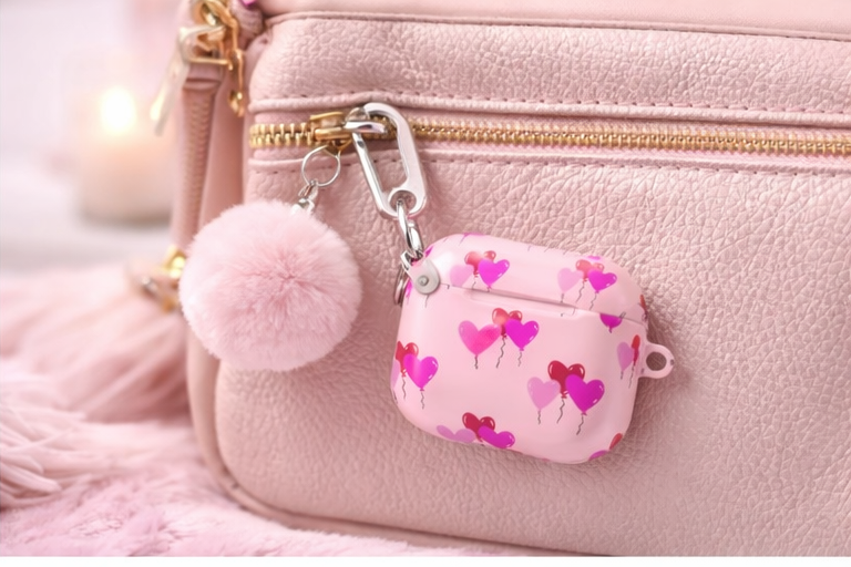 Pink Heart Balloon AirPods Case-Cute Protective Cover