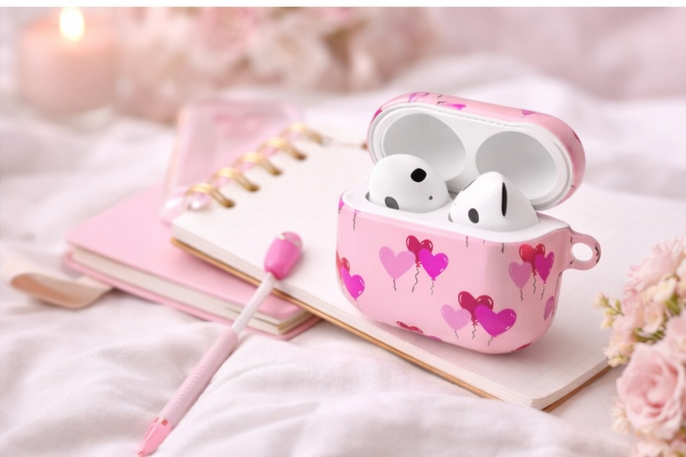 Pink Heart Balloon AirPods Case-Cute Protective Cover