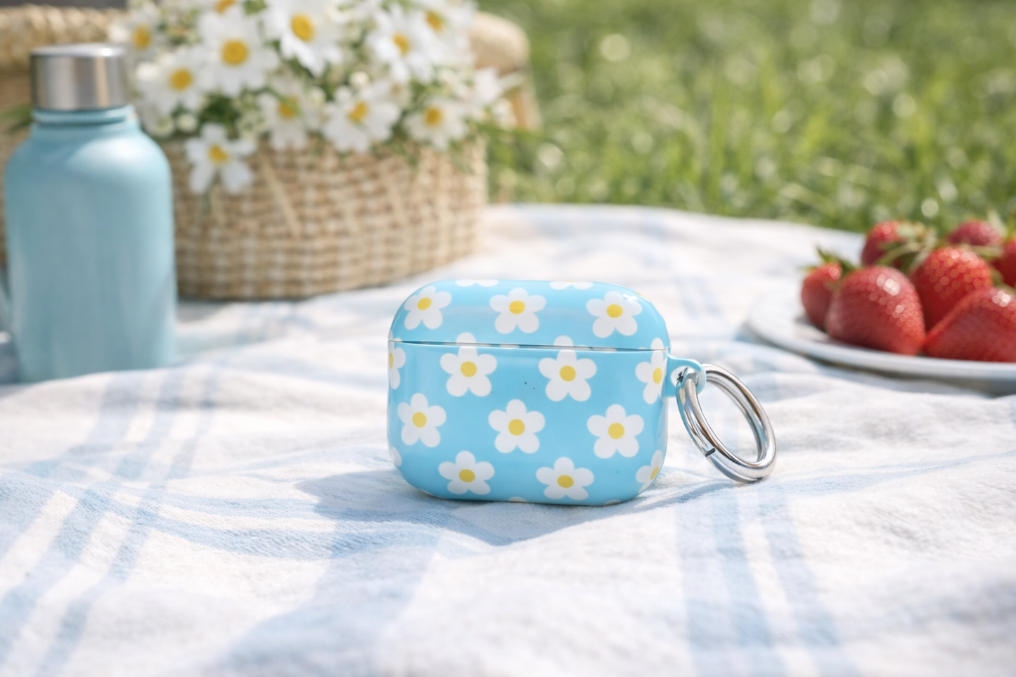 Daisy Blue AirPods Case — Cute Floral Cover for Everyday Carry