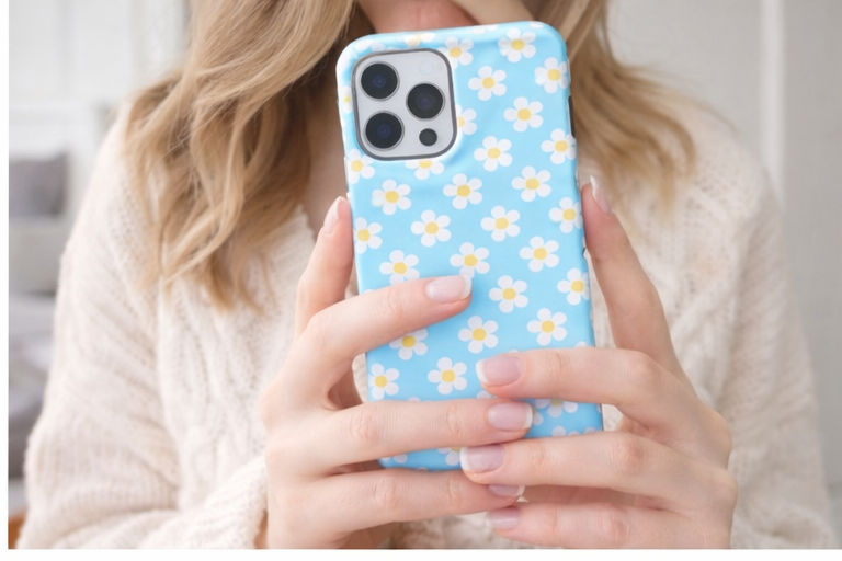 🌼Daisy Blue iPhone Case – Cute Floral MagSafe Protective Cover 🌼