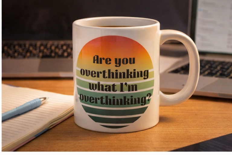 Are You Overthinking What I'm Overthinking? Retro Sunset Mug | 20oz Cozy Coffee Cup☀️