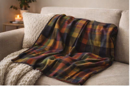 ✨ Plaid Velveteen Microfiber Blanket — Warm Autumn Tartan Throw ✨