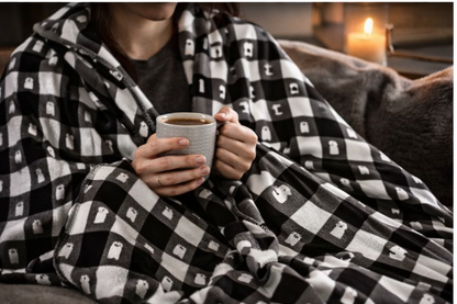 👻 Ghost Buffalo Plaid Fleece Sherpa Blanket — Cozy Ghost Plaid 👻