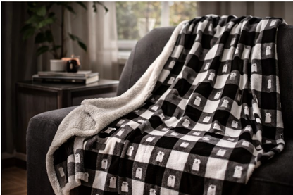 👻 Ghost Buffalo Plaid Fleece Sherpa Blanket — Cozy Ghost Plaid 👻