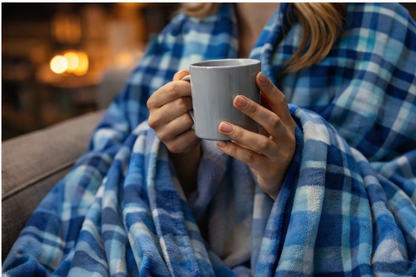 ✨ Blue Plaid Velveteen Blanket – Cozy Cabin Throw for Couch, Bed & Reading Nook | Soft Microfiber Plaid Blanket ✨
