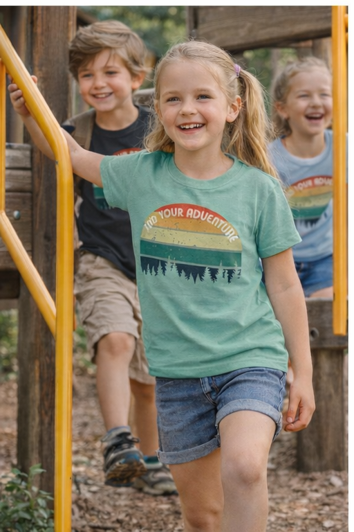 🌲✨Kids “Find Your Adventure” Forest Tee – Retro Outdoor Shirt for Little Explorers ✨🌲