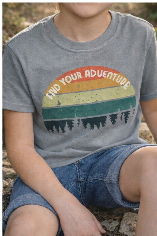 🌲✨Kids “Find Your Adventure” Forest Tee – Retro Outdoor Shirt for Little Explorers ✨🌲