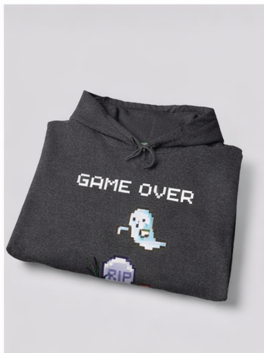 👻Game Over Pixel Ghost Hoodie  | Cozy Gamer Sweatshirt 👻