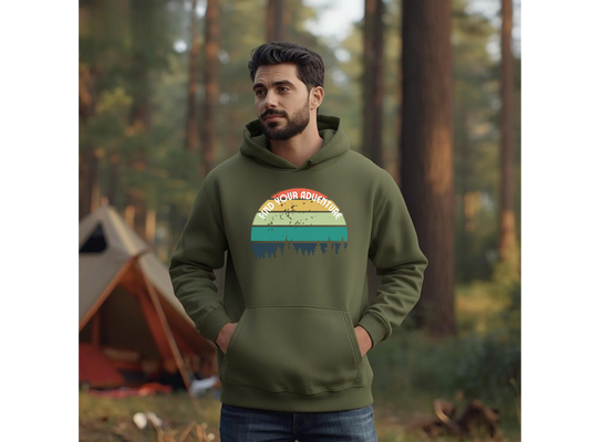 🌲 Find Your Adventure Hoodie | Retro Sunset Forest Silhouette 🌲