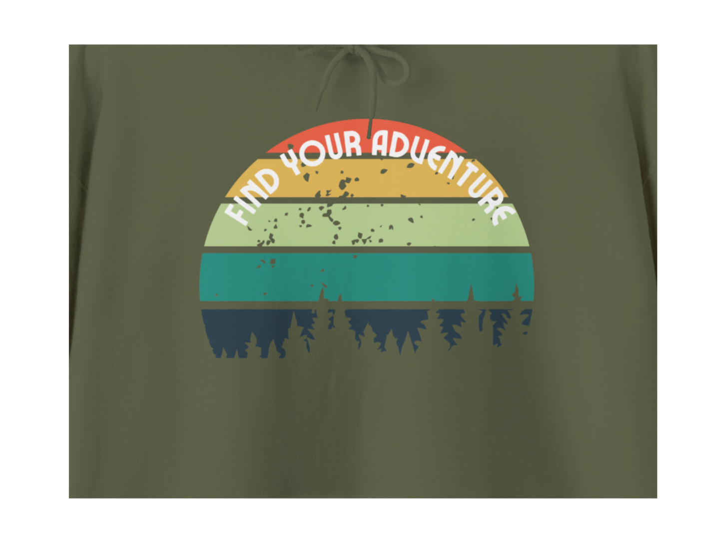 🌲 Find Your Adventure Hoodie | Retro Sunset Forest Silhouette 🌲