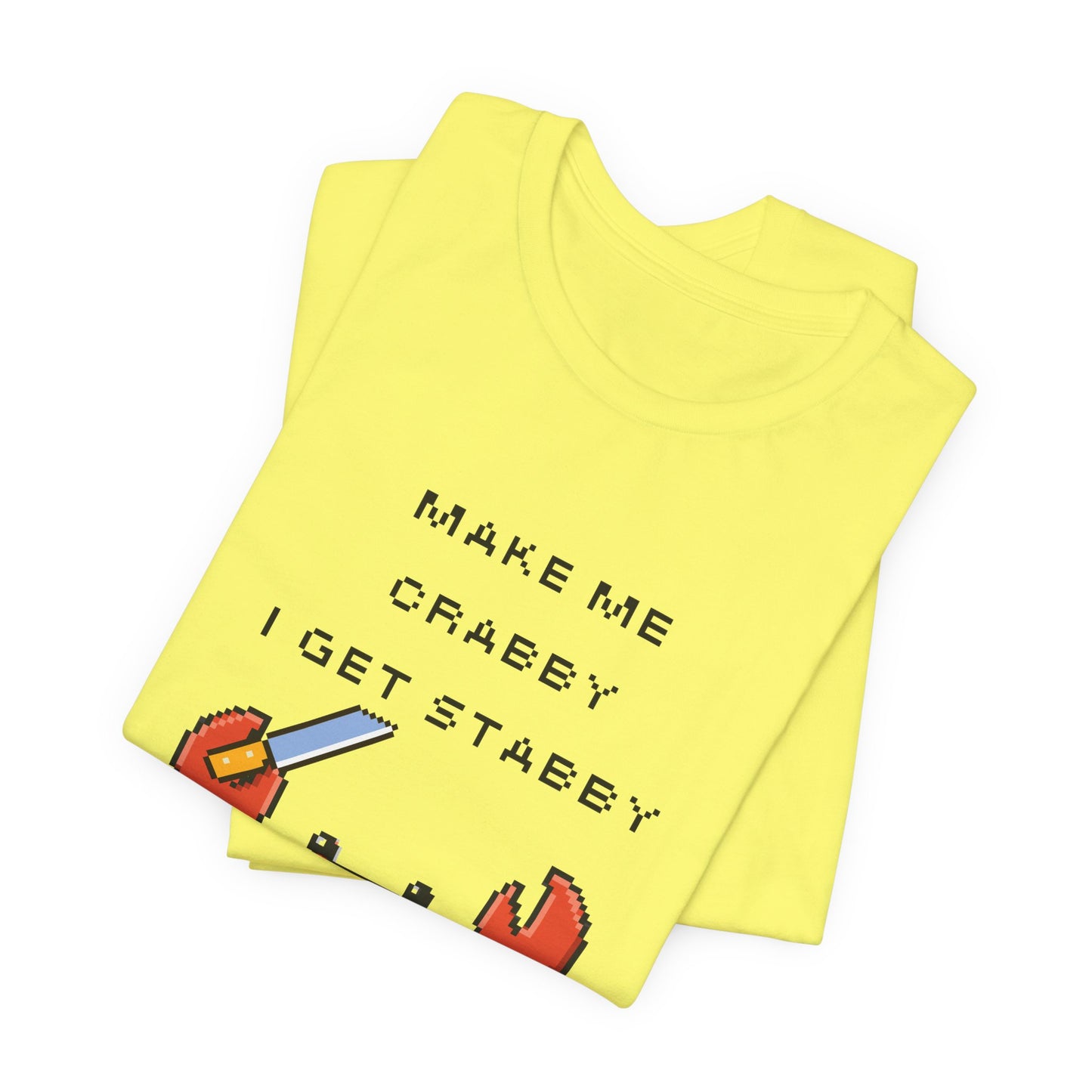 Make Me Crabby I Get Stabby crab graphic T-Shirt | Cute Pixel Crab tee